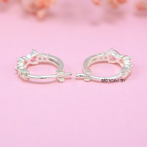 Bông Tai Bạc Cho Bé Kiểu Bật Nơ Đá Hồng Nhỏ Xinh H2410280060