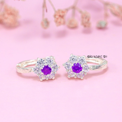 Bông Tai Bạc Nữ Kiểu Bật Bông Hoa 6 Cánh Nhỏ Xinh H2410210006