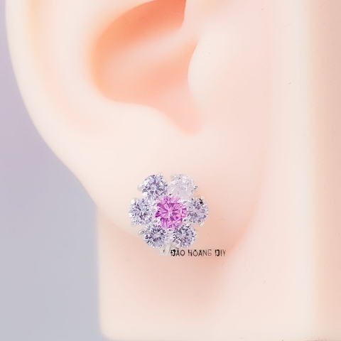 Bông Tai Bạc Nữ Kiểu Bật Bông Hoa 6 Cánh Tròn Sang Trọng H2410210010