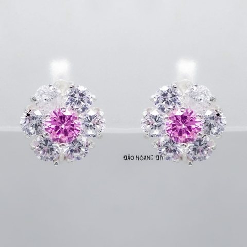 Bông Tai Bạc Nữ Kiểu Bật Bông Hoa 6 Cánh Tròn Sang Trọng H2410210010