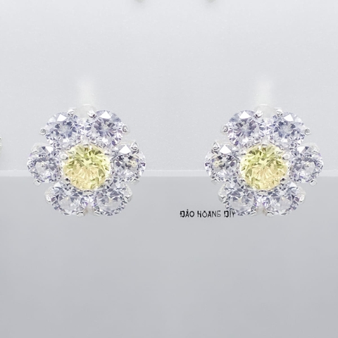 Bông Tai Bạc Nữ Kiểu Bật Bông Hoa 6 Cánh Tròn Sang Trọng H2410210011