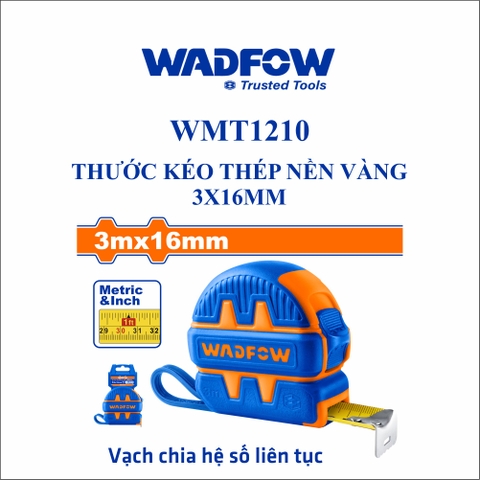 Thước kéo thép nền vàng 3x16mm wadfow WMT1210