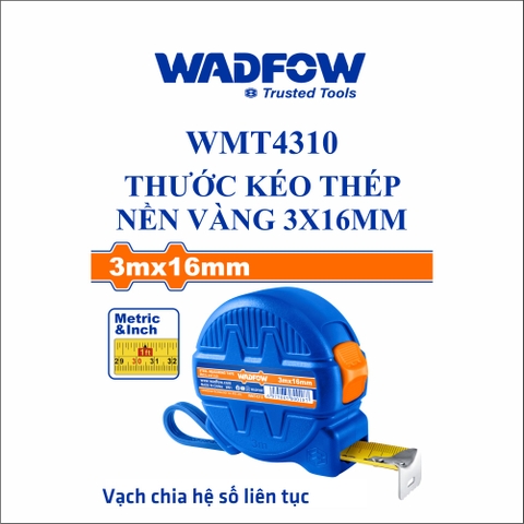 Thước kéo thép nền vàng 3x16mm wadfow WMT4310