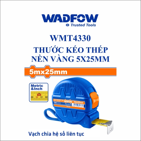 Thước kéo thép nền vàng 5x25mm wadfow WMT4330