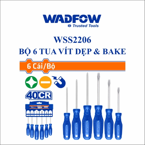 Bộ 6 tua vít dẹp & bake  wadfow WSS2206