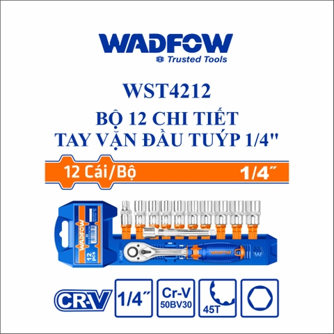 Bộ 12 chi tiết tay vặn đầu tuýp 1/4