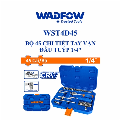 Bộ 45 chi tiết tay vặn đầu tuýp 1/4