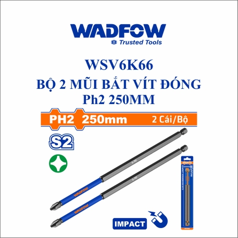 Bộ 2 Mũi bắt vít đóng PH2 250mm wadfow WSV6K66