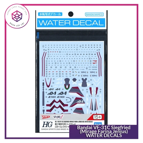 Decal mô hình Bandai HG 1/100 VF-31C Siegfried (Mirage Farina Jenius) WATER DECALS [TAM]