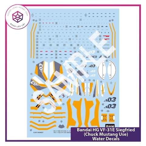 Phụ kiện Decal Bandai HG VF-31E Siegfried (Chuck Mustang Use) Water Decals [TAM]