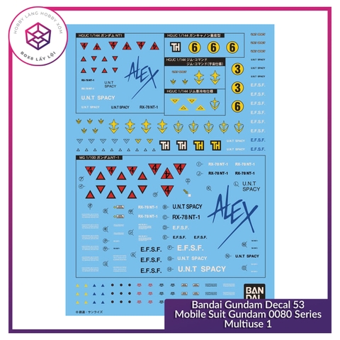 Decal mô hình Decal Bandai Gundam Decal 53 Mobile Suit Gundam 0080 Series Multiuse 1 [TAM]