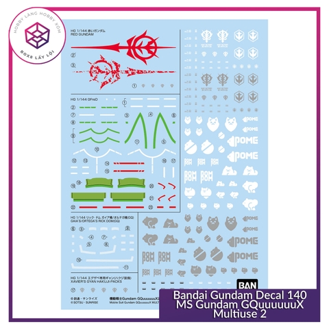 Decal mô hình Bandai Gundam Decal 140 MS Gundam GQuuuuuuX Multiuse 2 [TAM]