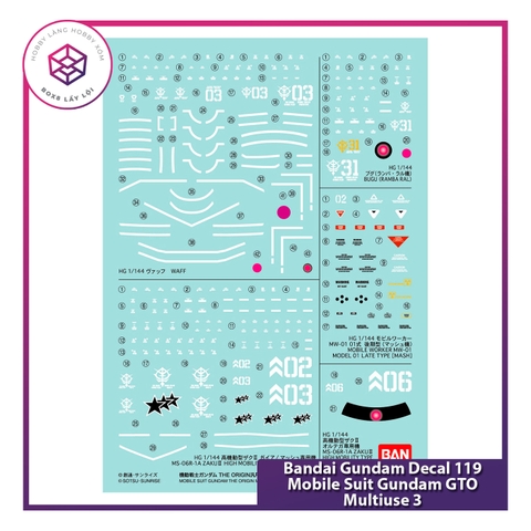 Phụ kiện Decal Bandai Gundam Decal 119 Mobile Suit Gundam GTO Multiuse 3 [TAM]