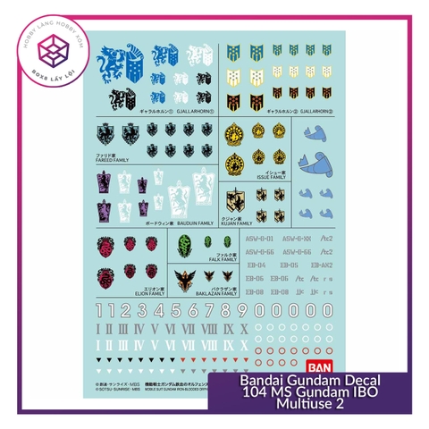 Decal mô hình Bandai Gundam Decal 104 MS Gundam IBO Multiuse 2 [TAM]