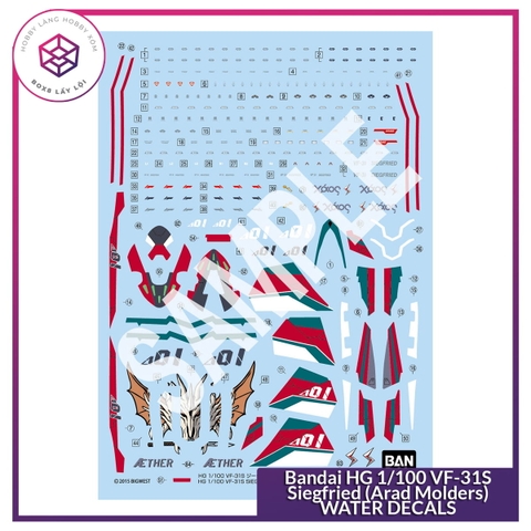 Decal mô hình Bandai HG 1/100 VF-31S Siegfried (Arad Molders) WATER DECALS [TAM]