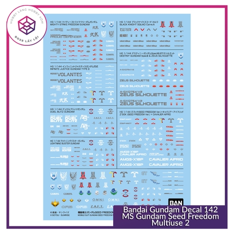 Decal mô hình Bandai Gundam Decal 142 MS Gundam Seed Freedom Multiuse 2 [TAM]