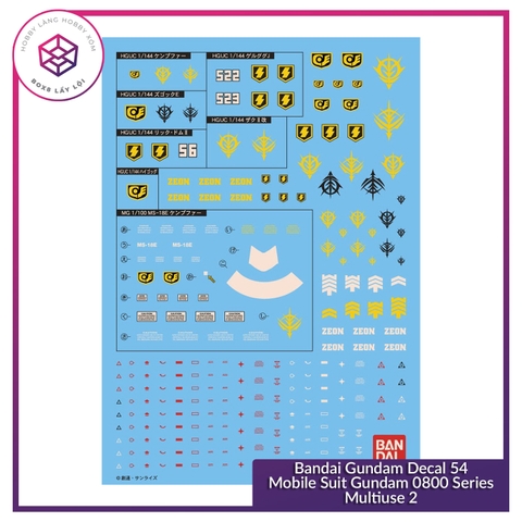 Decal mô hình Decal Bandai Gundam Decal 54 Mobile Suit Gundam 0800 Series Multiuse 2 [TAM]