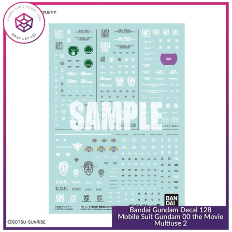 Decal mô hình Decal Bandai Gundam Decal 128 Mobile Suit Gundam 00 the Movie Multiuse 2 [TAM]