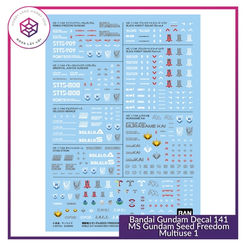 Decal mô hình Bandai Gundam Decal 141 MS Gundam Seed Freedom Multiuse 1 [TAM]