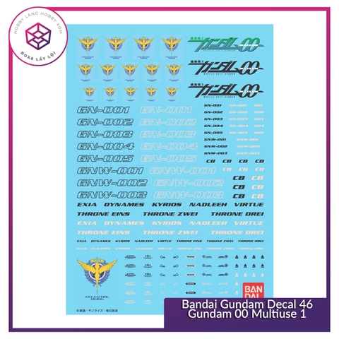Decal mô hình Decal Bandai Gundam Decal 46 Gundam 00 Multiuse 1 [TAM]