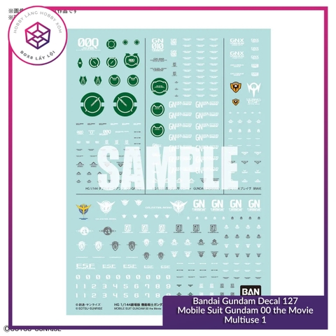 Decal mô hình Decal Bandai Gundam Decal 127 Mobile Suit Gundam 00 the Movie Multiuse 1 [TAM]