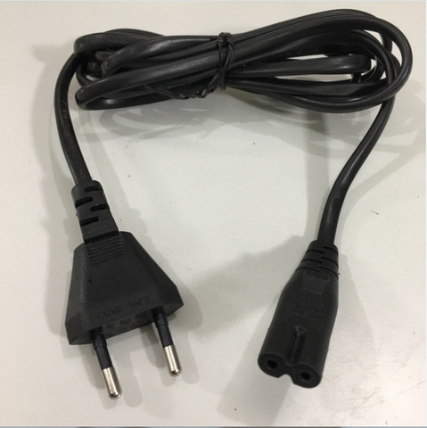 Dây Nguồn Số 8 Well Shin Ws-006 Ws-027 C7 Chuẩn 2 Chân Đầu Tròn AC Power Cord Schuko CEE7/16 Euro Plug to C7 2.5A 250V 2x0.75mm For Printer or Adapter Cable FLAT PVC Black Length 1.5M
