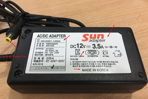Adapter 12V 3.5A 42W Original SUN HH10251-13004 Connector Size 5.5mm x 2.1mm