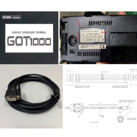 Cáp Lập Trình GT10-C30R2-6P Cable Dài 3M Chống Nhiễu Shielded RS232 For Màn Hình Mitsubishi HMI GT GOT1000 Series Với PC Connection Data Download Transparent