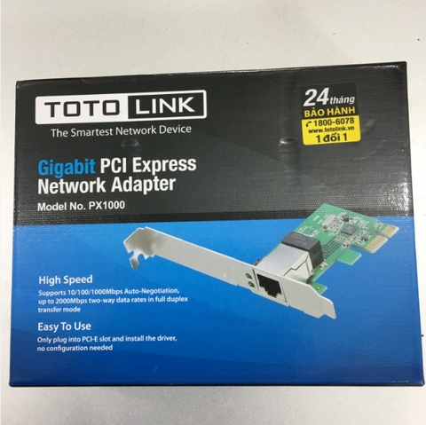 Card Mạng TOTOLINK PX1000 PCI E 1 Port Gigabit 10/100/1000 NIC Card Network