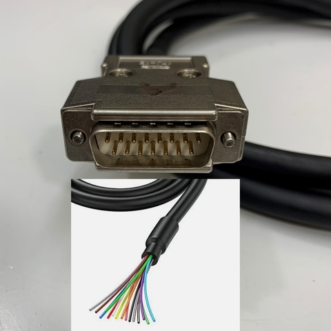 Cáp 3M 10ft V-DB15M-N-3000 Power Single Cable DDK 17J-15 Plug Connector DB15 D-Sub 15 Pin Male to 15 Core Wire Open End Cable 24AWG 15 Core x 0.2mm² OD 9.0mm