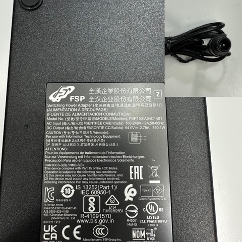 Adapter 54V 2.78A 150W FSP OEM Thay Thế FSP FSP180-AWAN3 54V 3.34A 180W Connector Tip Size 6.5mm x 4.4mm For Thiết Bị Hội Nghị Polycom G7500 4K Ultra-HD Video Conferencing System