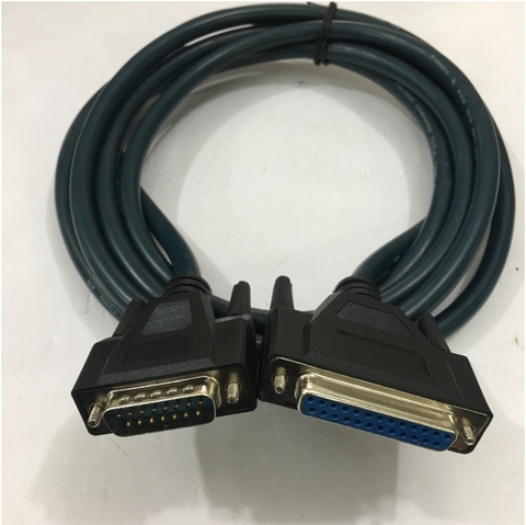 Cáp Điều Khiển RS232 DB25 Female to DB15 Male 2 Row 15Pin 28AWG E164571 Cable Green Length 3M