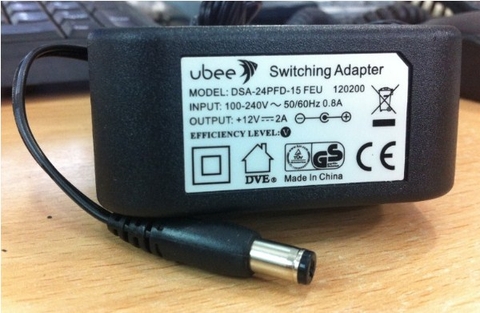 Adapter 12V 2A 24W Original UBEE DSA-24PFD-15 FEU Connector Size 5.5mm x 2.1mm