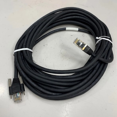 Cáp 5M 17ft GigE CAT6 S/STP PoE Power Ethernet RJ45 Screw Locking Cable Z-Flex Industrial Camera 4Px26AWG E324007 20276 80℃ 30V VW-1 For Basler Cognex CCD GigE Industrial Vision Camera