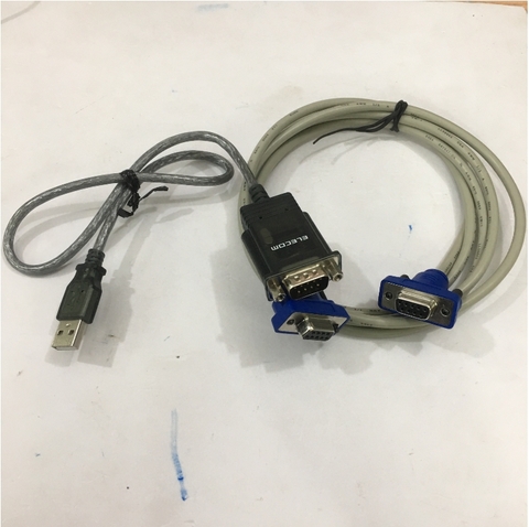 Bộ Cáp Chuyển Đổi USB 2.0 to Serial RS232C Elecom Và Cáp RS232C 6232-9F9F-03CR Null Modem With Full Handshaking DB9 Female to DB9 Female Cable PVC Beige