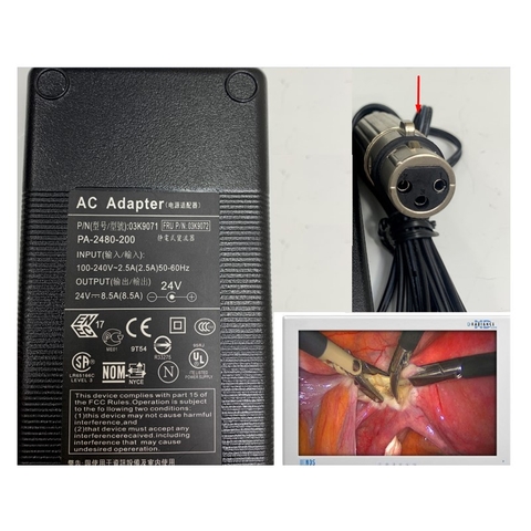 Adapter 24V 8.5A PA Connector Tip Size XLR Jack Canon 3 Pin Female For Màn Hình Phòng Mổ Và Nội Soi NDS Radiance SC-WU26-A1511 26