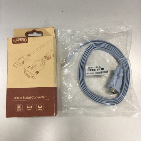 Bộ Combo Đầu Chuyển Đổi Dùng Cấu Hình Thiết Bị Network Cisco RS232 DB9 Female to RJ45 Và USB to RS232 UNITEK Y-109 For Console Management Router Cable Length 1.8M