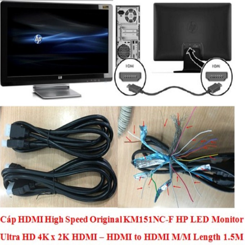 Cáp HDMI High Speed Original KM151NC-F HP LED Monitor Ultra HD 4K x 2K HDMI – HDMI to HDMI M/M Length 1.5M