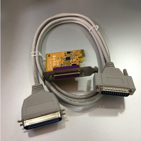 Bộ Combo Cáp Điều Khiển Máy In Mã Vạch Tem Nhãn Công Nghiệp SATO Zebra GODEX Card PCI Express to 1 Port IEEE1284 Parallel Và Cable LPT IEEE1284 Parallel DB25 to DB36 For Slim Desktop Computer Length 1.9M
