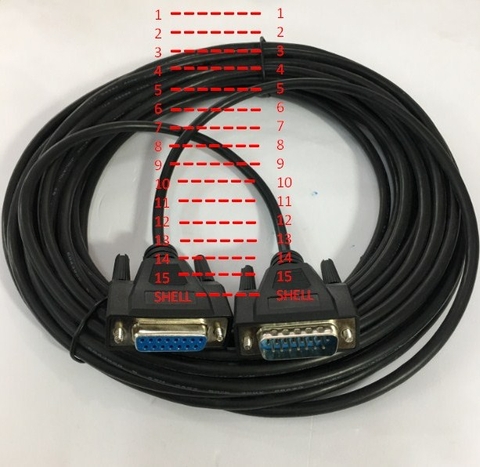 Cáp Nối Dài RS232C D-SUB 15 Chân Hai Hàng Âm Dương DB15 Female to DB15 Male 2 Row 15Pin 28AWG Cable Grey Length 10M