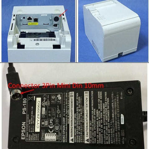 Adapter 24V 2A 48W Original EPSON PS-180 M59A For Máy In Hóa Đơn Epson TM-T90 Connector 3Pin Mini Din 10mm