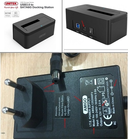 Adapter 12V 2A 24W Original AMIGO AMS4-1202000FV For Docking Station Unitek Y-1078 SATA6G Connector Size 5.5mm x 2.5mm