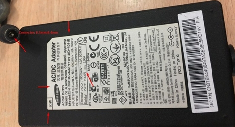 Adapter 14V 2.86A 40W AD-4014B For LED Monitor SAMSUNG S19F350 S19F350H S19F350H LS19F350HNNXZA S22F350 S22F350F S22F350FH Connector Size 6.5mm x 4.4mm