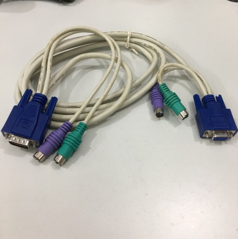 Cáp Điều Khiển KVM Combo Switch Cable 3 in 1 VGA Male 2 PS2 Male to VGA Female 2 PS2 Male Length 1.5M