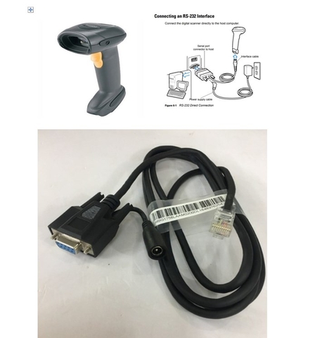 Cáp Máy Quét Symbol DS6878 Barcode Scanner CBA-R37-C09ZAR Cable RS232 to RJ50 10Pin Cable with DC Power Length 1.8M