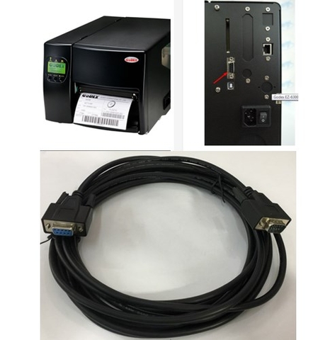 Cáp Máy In Mã Vạch Công Nghiệp GODEX EZ 6300 Plus DB9 Male to DB9 Female Cable PVC Black Length 5M