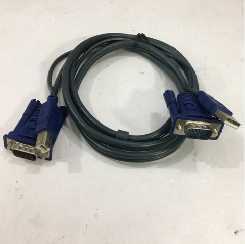 Cáp Điều Khiển KVM Switch Cable 15 Pin VGA Male to Male USB A/B Cable Cord For Aten Belkin TrippLite IOGear KVM Switch Black Length 1.5M