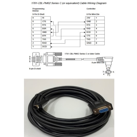 Cáp Lập Trình 1761-CBL-PM05 17ft Dài 5M Cable RS232 MD8M to DB9 Female For PLC Allen Bradley MicroLogix 1000,1200,1400,1500 Series Connect Computer/HMI Có Chống Nhiễu Shielded