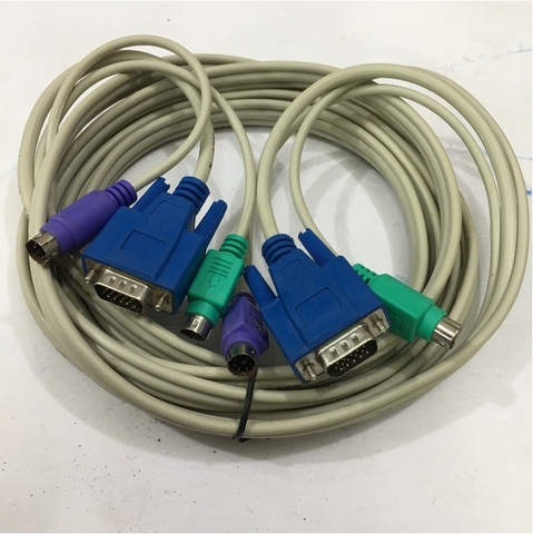 Cáp Điều Khiển KVM Switch Cable 3 in 1 PS2 Keyboar Mouse and VGA Male to Male For KVM Switch Smart View Pro or KVM Switch CRT Computer Monitor Length 3M