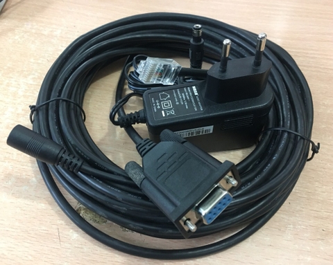 Bộ Cáp Cho Máy Quét Symbol Zebra Motorola CBA-R01-S07PAR RS232 Com to RJ50 10P10C 10Pin và Adapter 5V 2.2A DC Power Supply For Barcode Scanner ZEBRA Length 10M